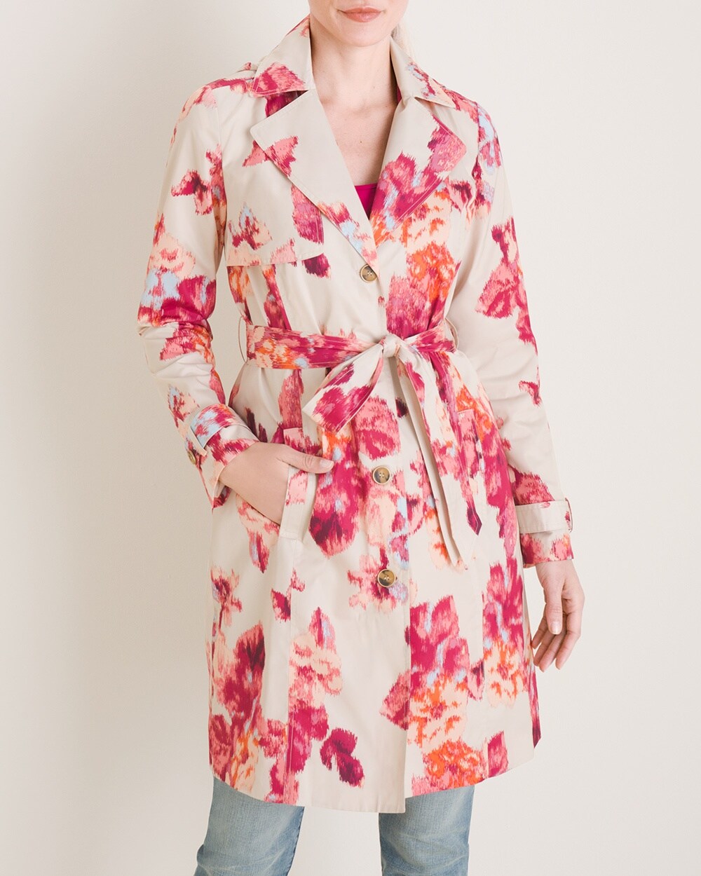 Floral Rain Trench Coat