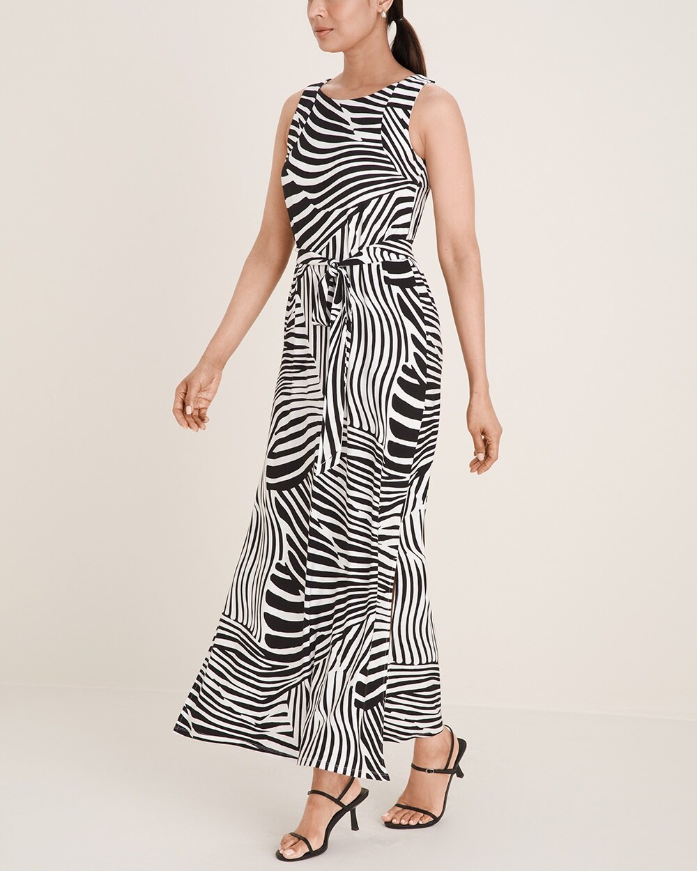 Zebra-Print Knit Maxi Dress