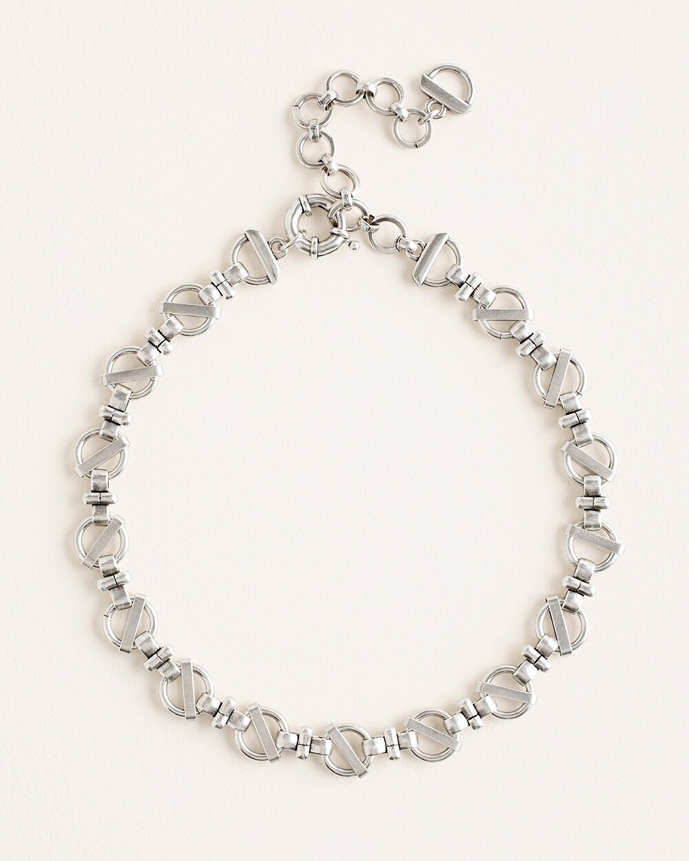 Silvertone Link Bib Necklace