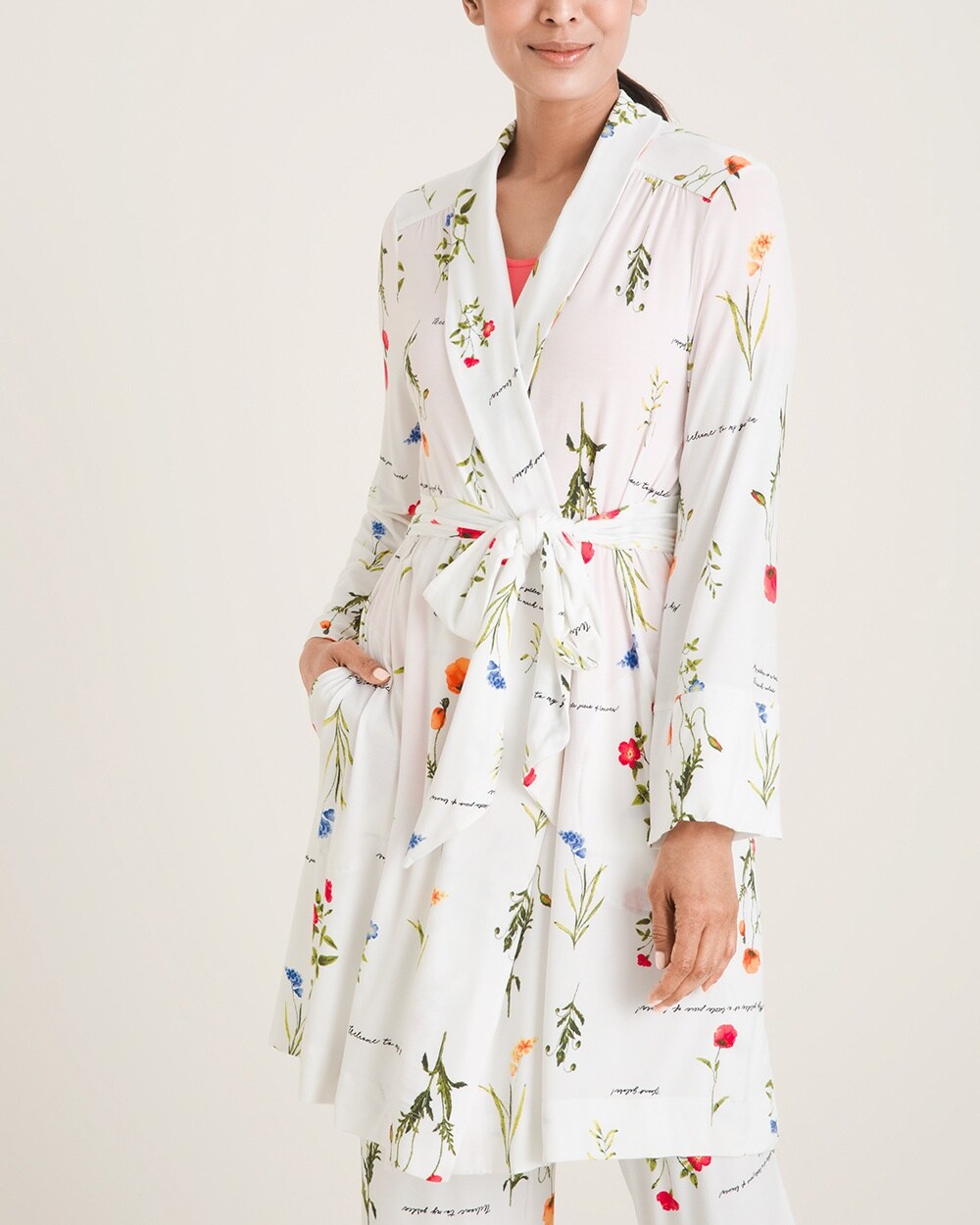 Soma for Chico's Cool Nights Floral-Print Short Robe