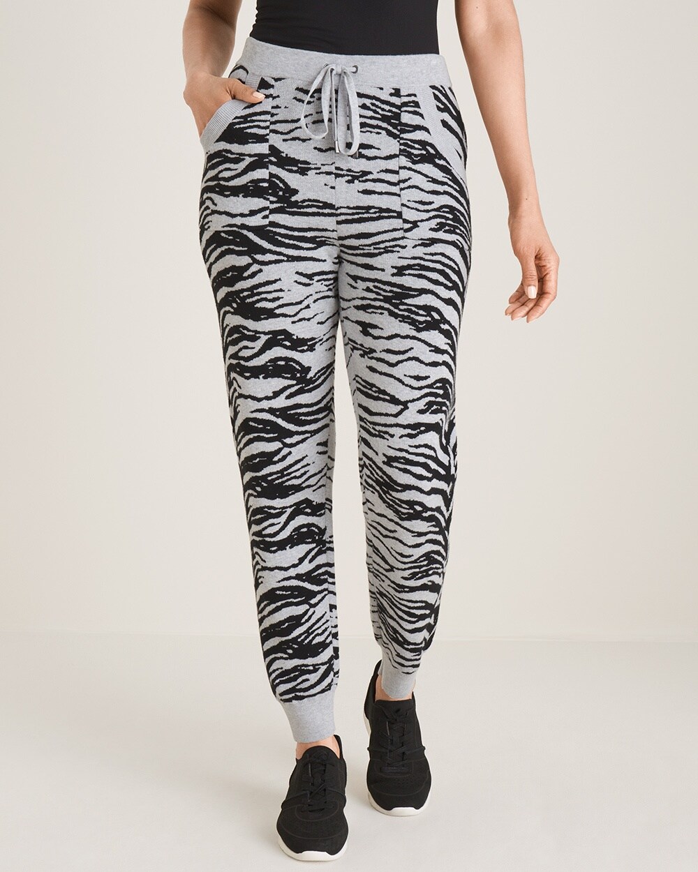 Zenergy Tiger-Striped Cotton-Cashmere Blend Jogger Pants