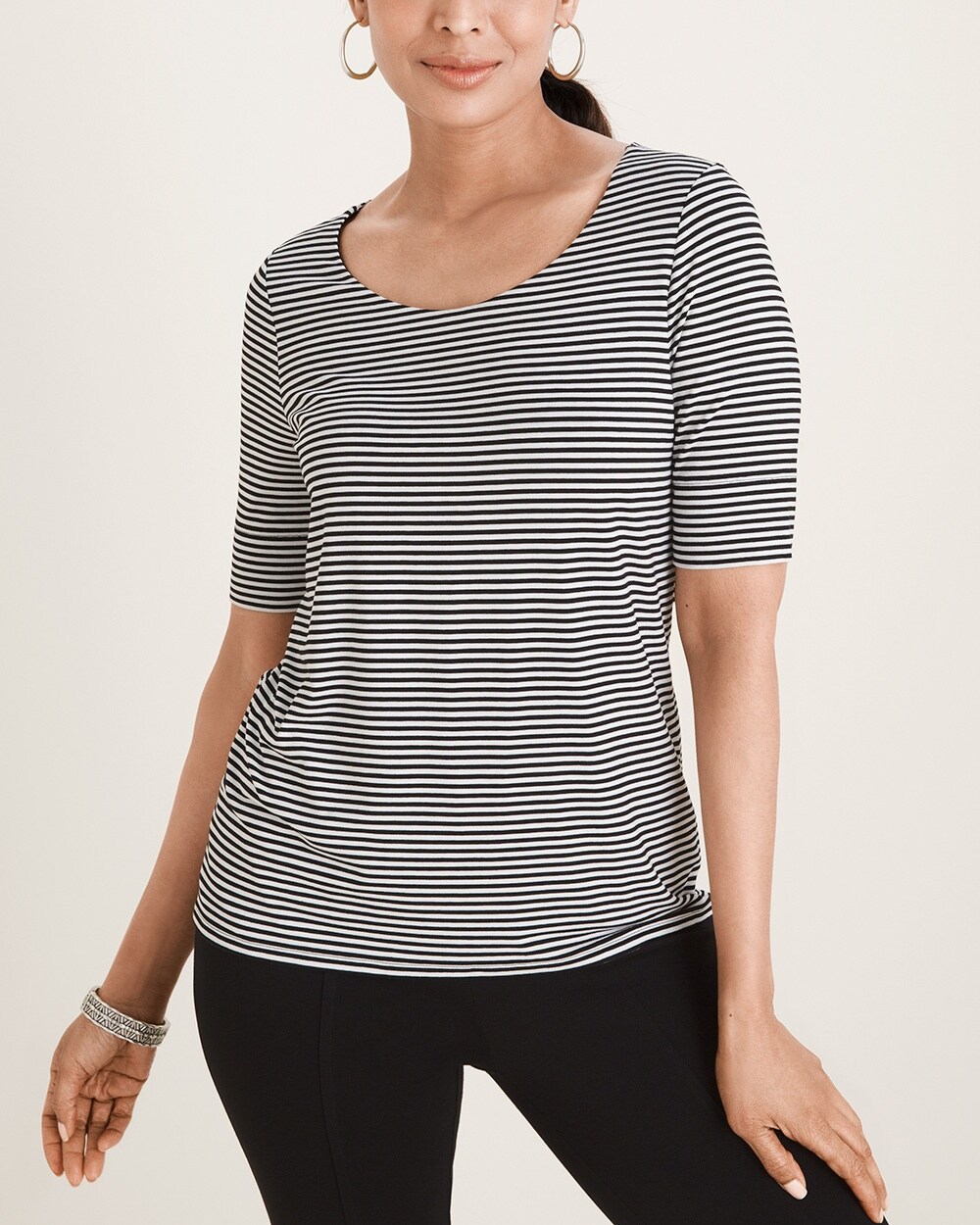 Touch of Cool Striped Ballet-Neck Tee