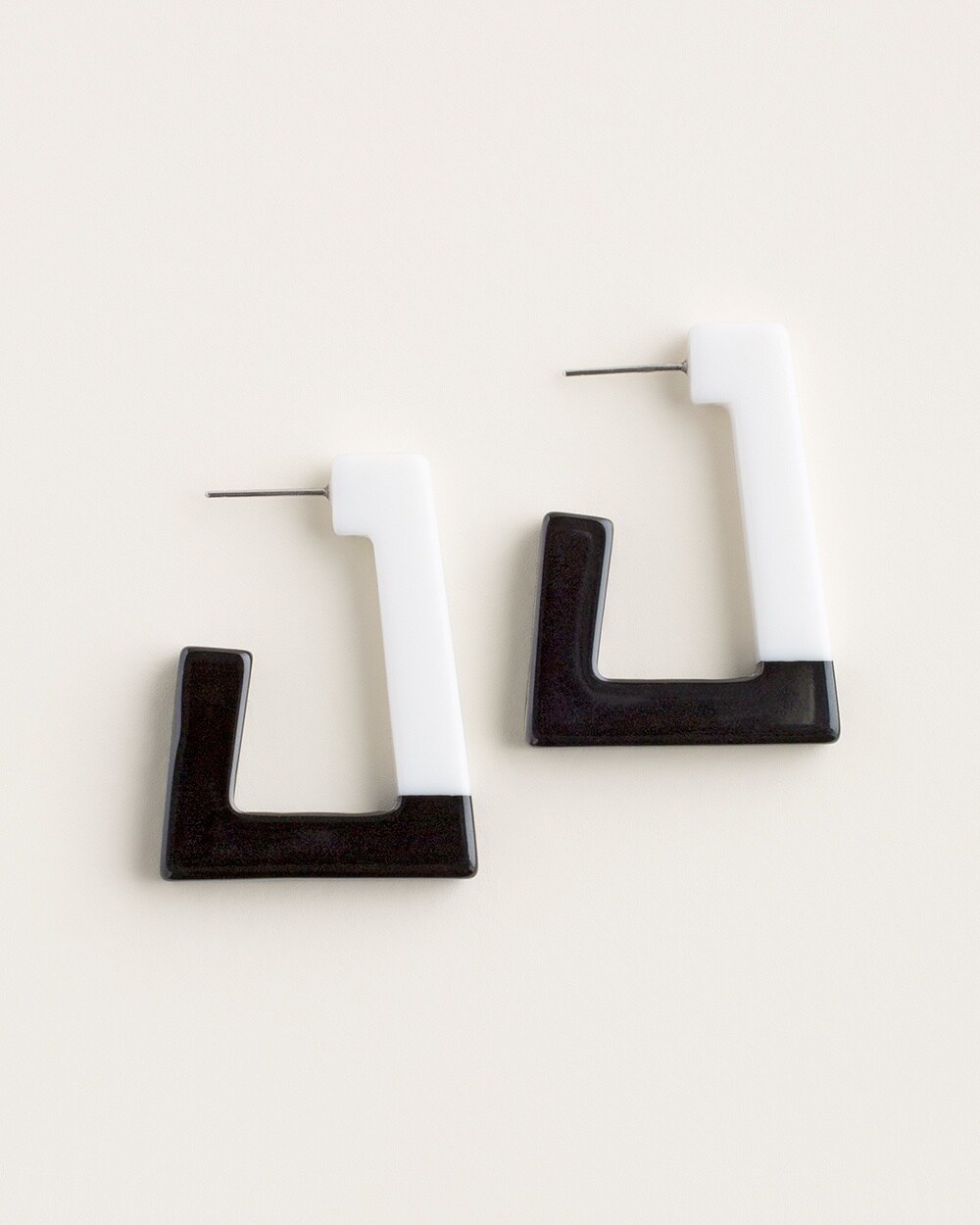 Black and White Open-Hoop Earrings
