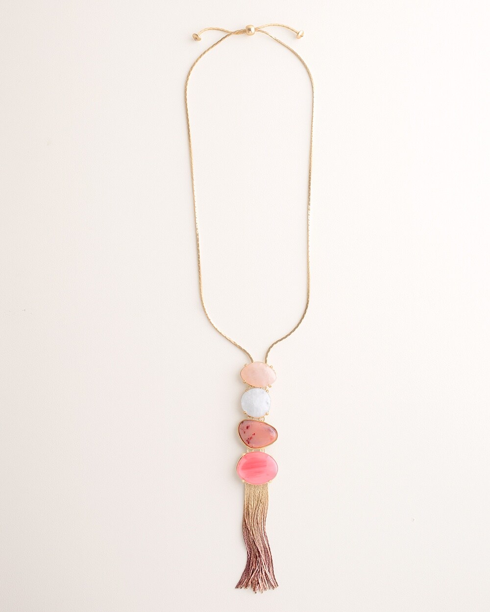 Warm-Tone Pendant Tassel Necklace