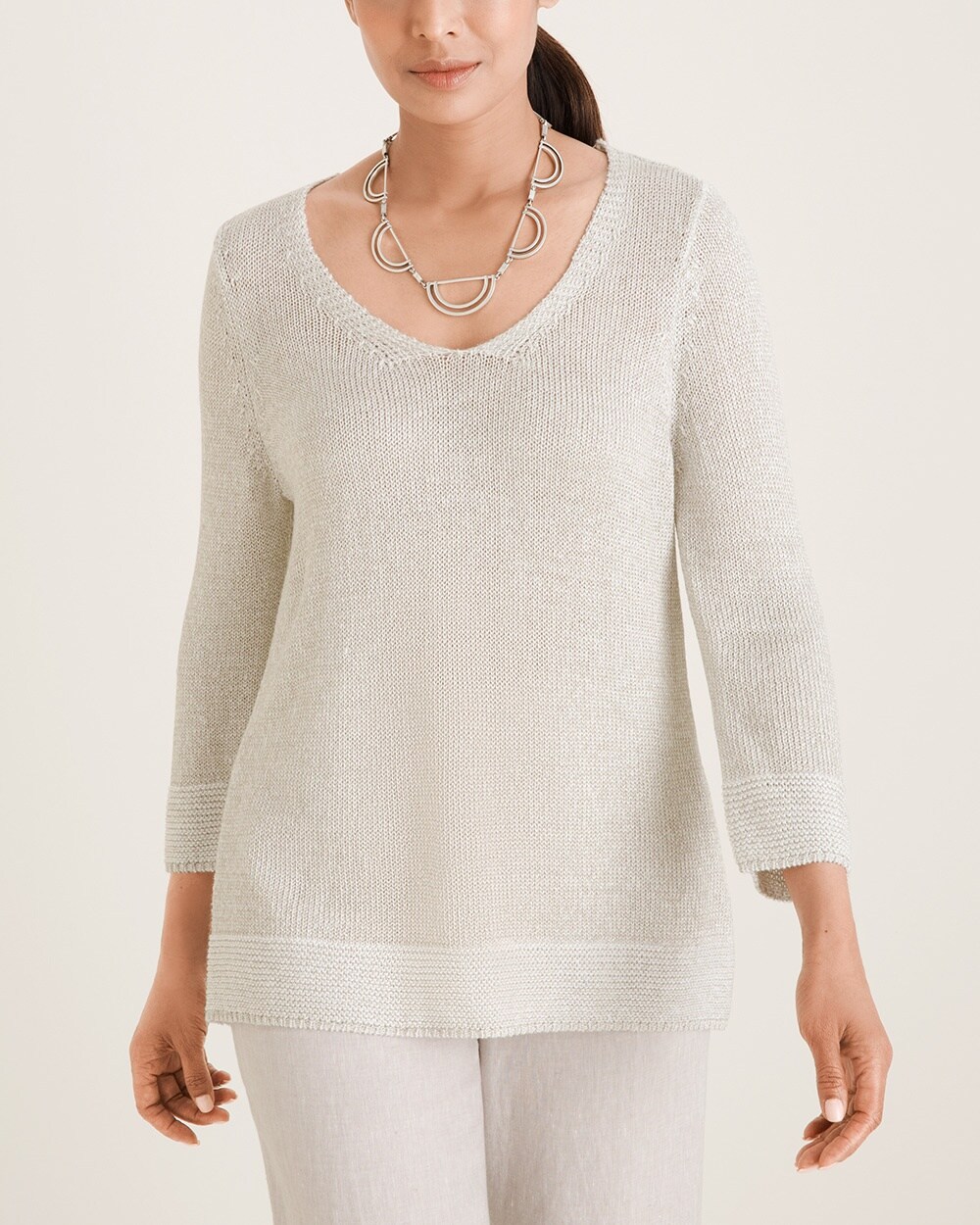 Lightweight Shine V-Neck Sweater