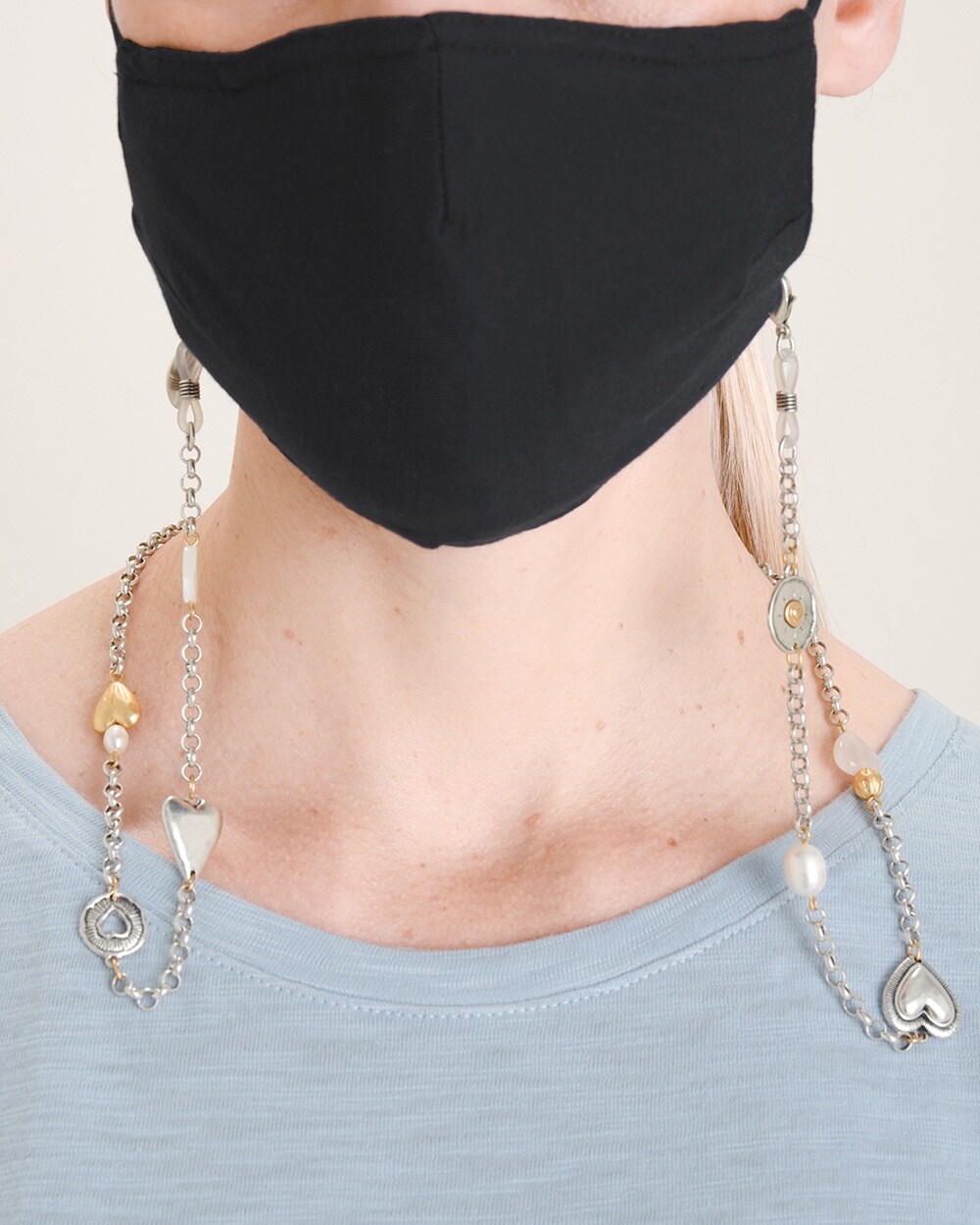 Convertible Mixed-Metal Heart Mask Necklace