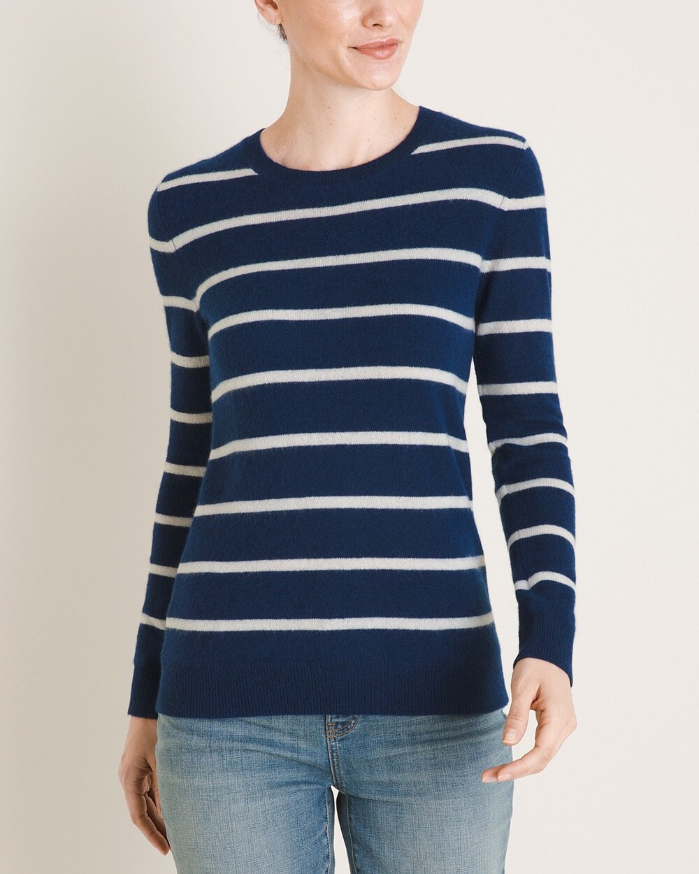 Cashmere Striped Crewneck Sweater