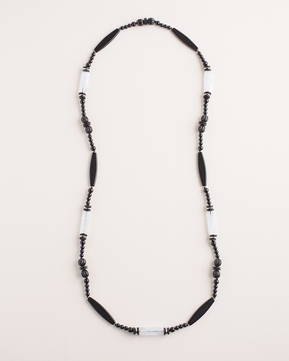 Long Black and White Single-Strand Necklace