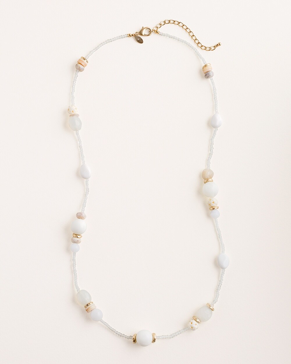 Long White Single-Strand Necklace