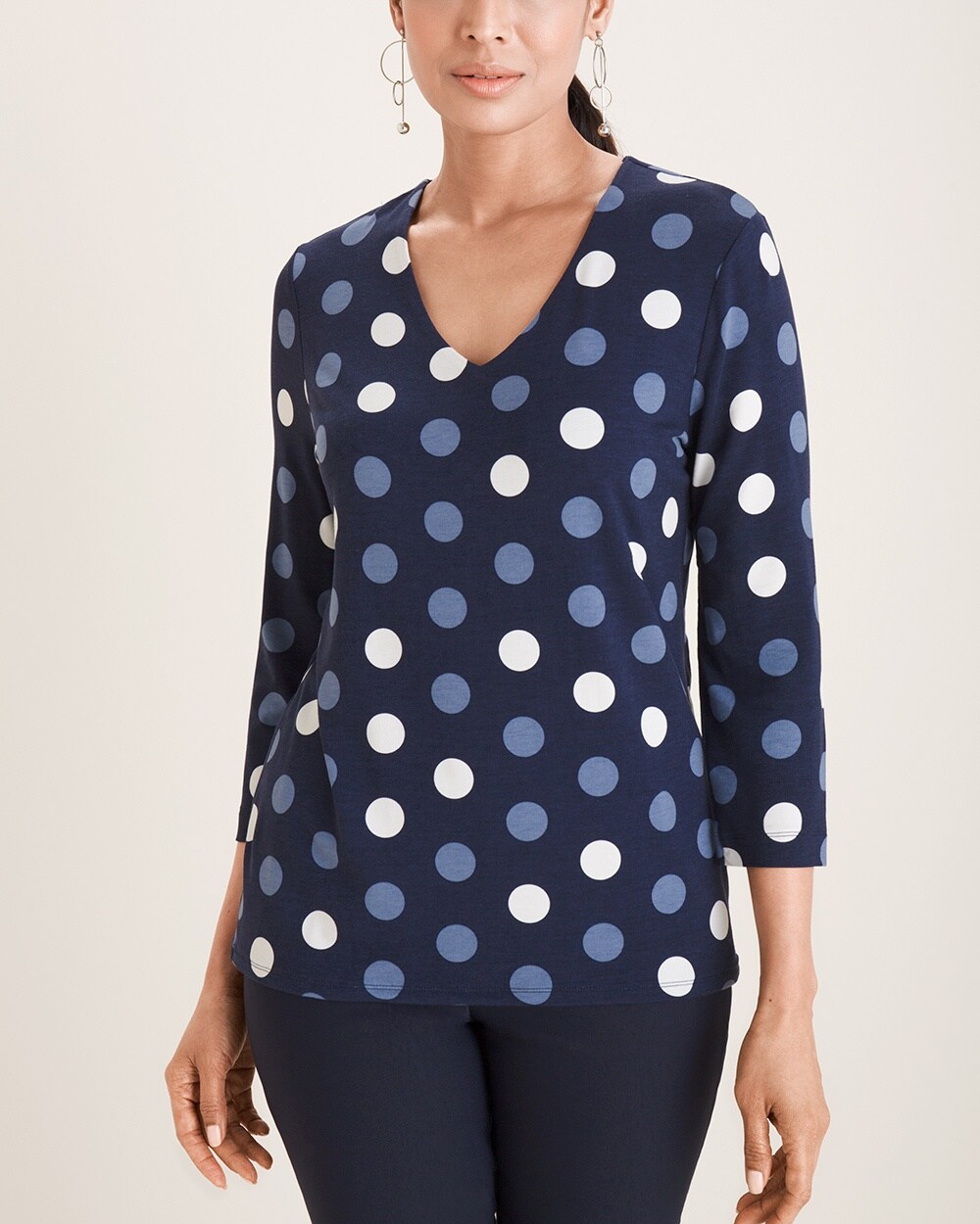 Touch of Cool Polka-Dot V-Neck Tee