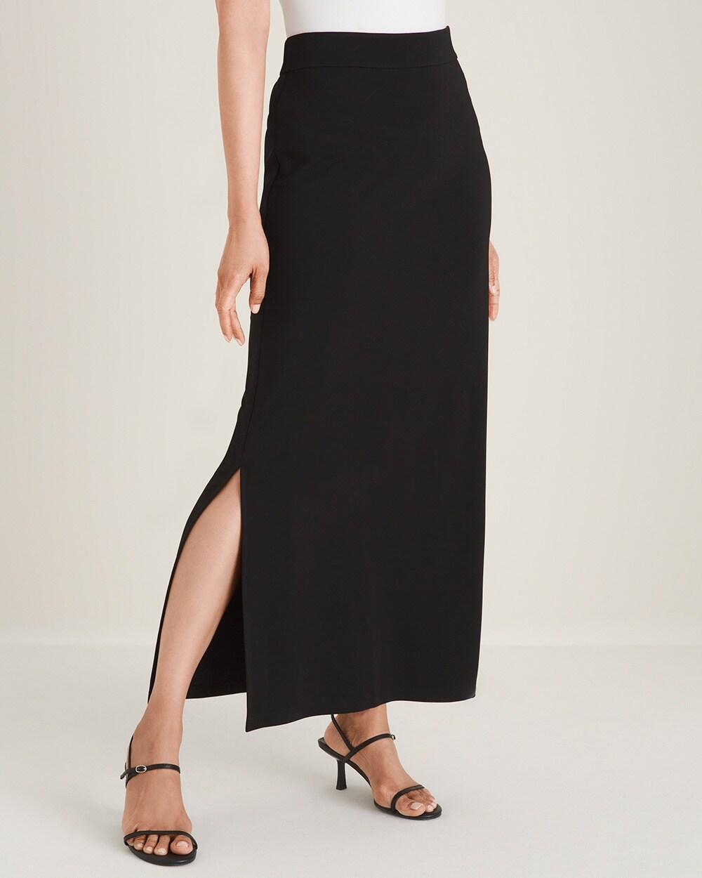 Black Label Matte Jersey Side-Slit Skirt