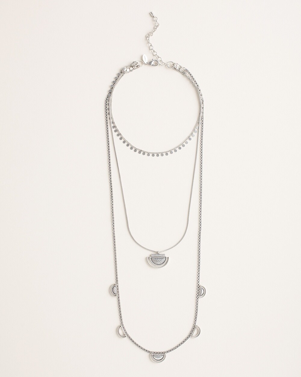 Silvertone Convertible Triple-Strand Necklace