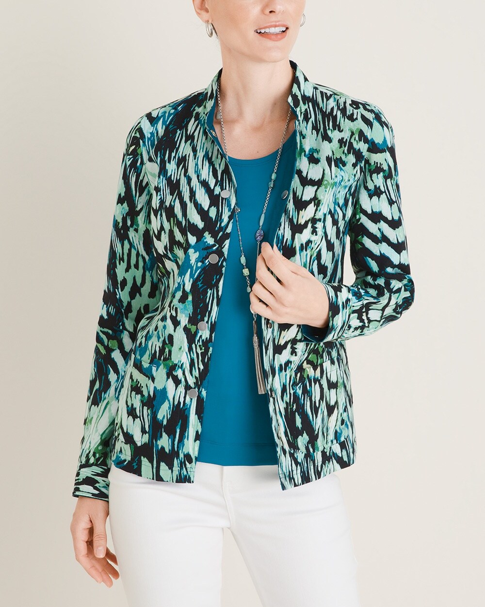 Reversible Solid To Printed Linen Jacket