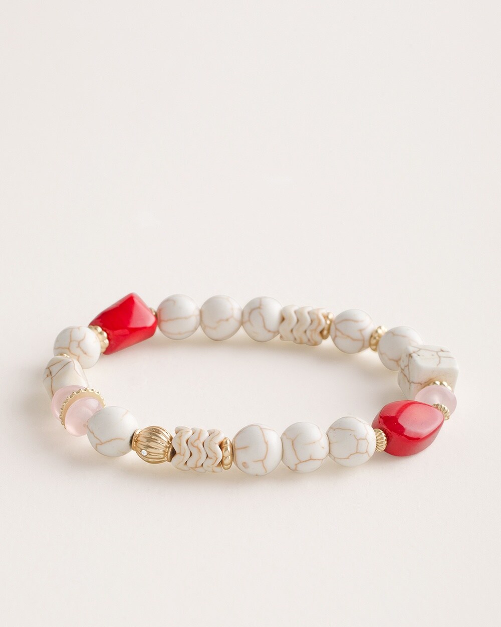 Red and Neutral Stretch Bracelet