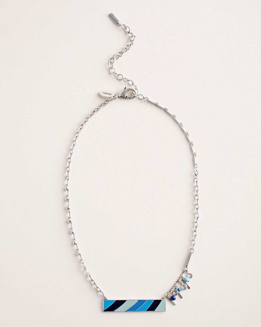 Blue Multi-Stripe Bar Necklace