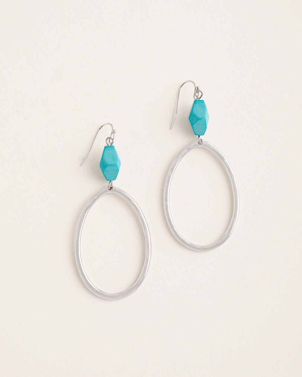 Faux-Turquoise Drop Hoop Earrings