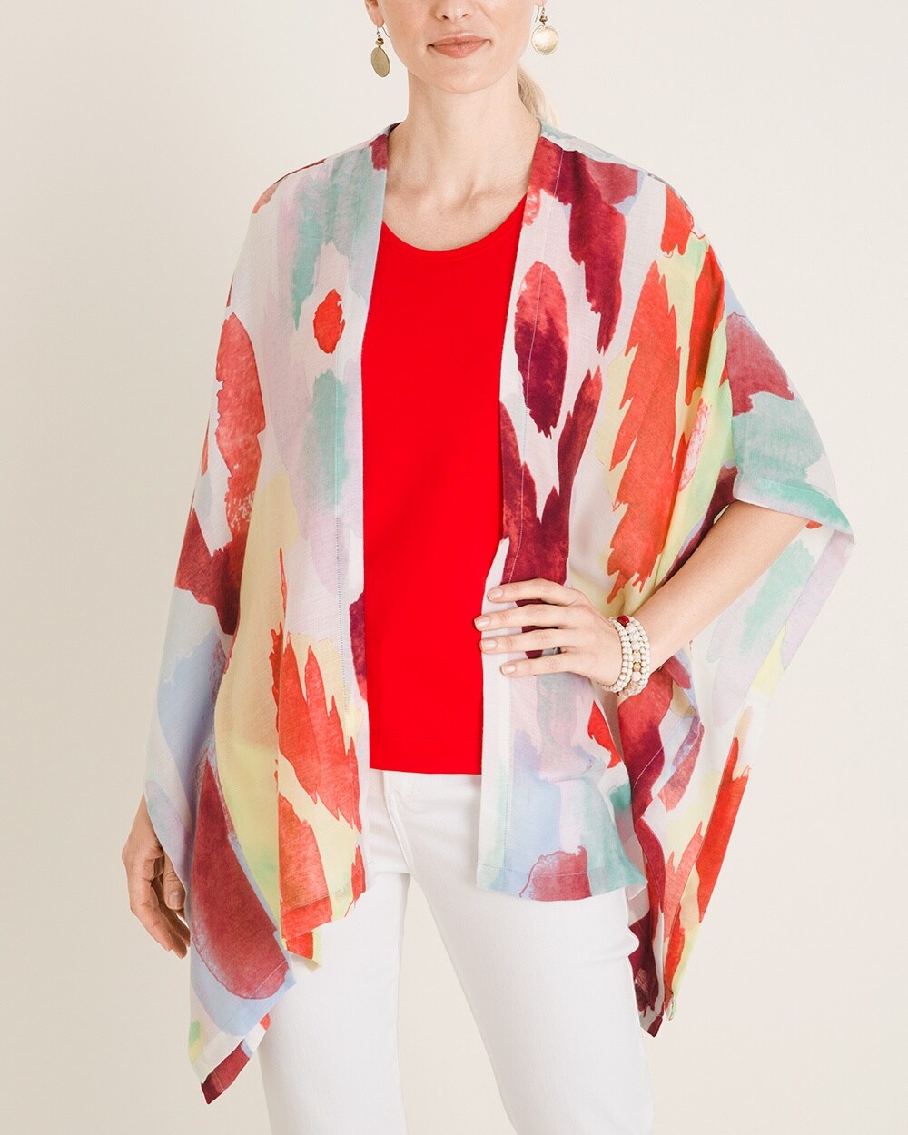 Abstract Floral Ruana Wrap