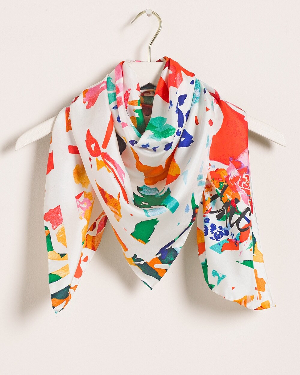Silk Abstract Floral-Print Square Scarf