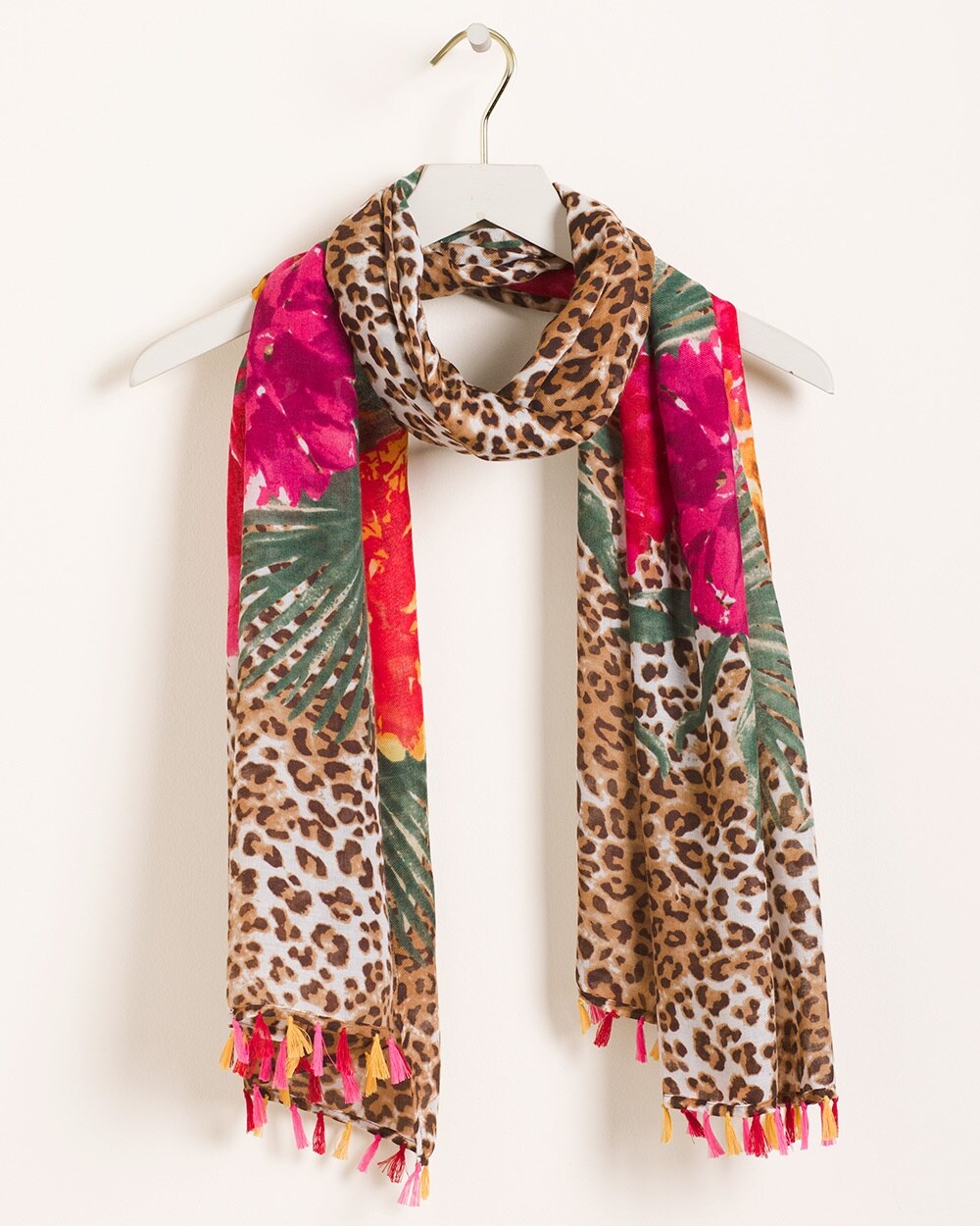 Animal- and Floral-Print Oblong Scarf
