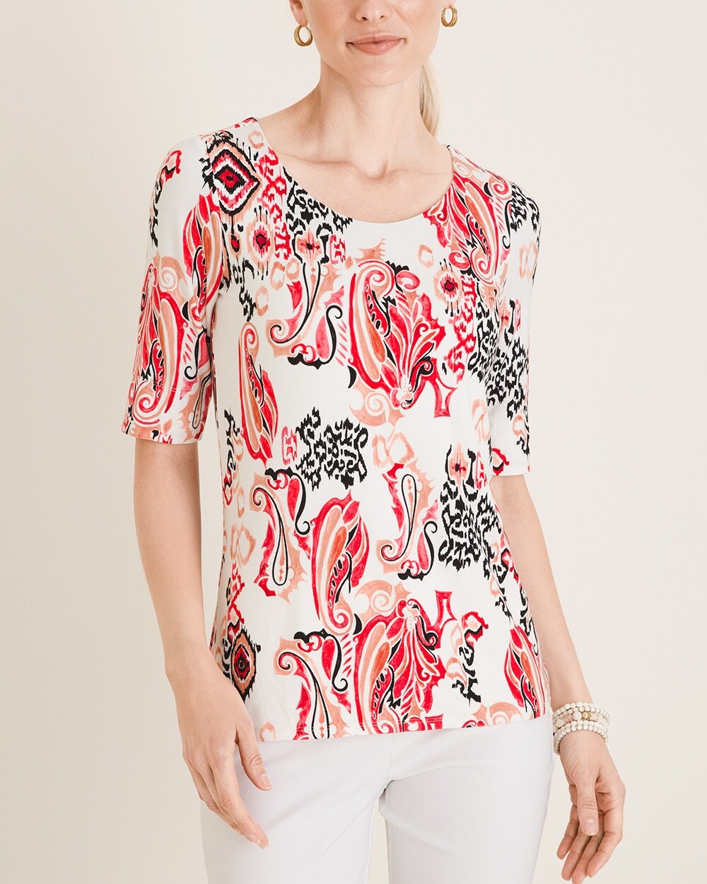 Touch of Cool Printed Ballet-Neck Tee