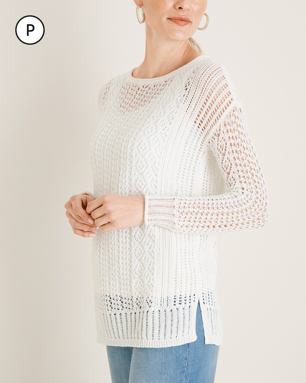Petite Open-Stitch Pullover Sweater