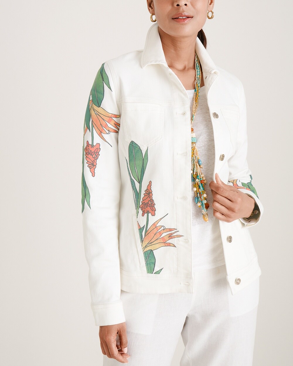 Tropical Embellished Denim Jacket