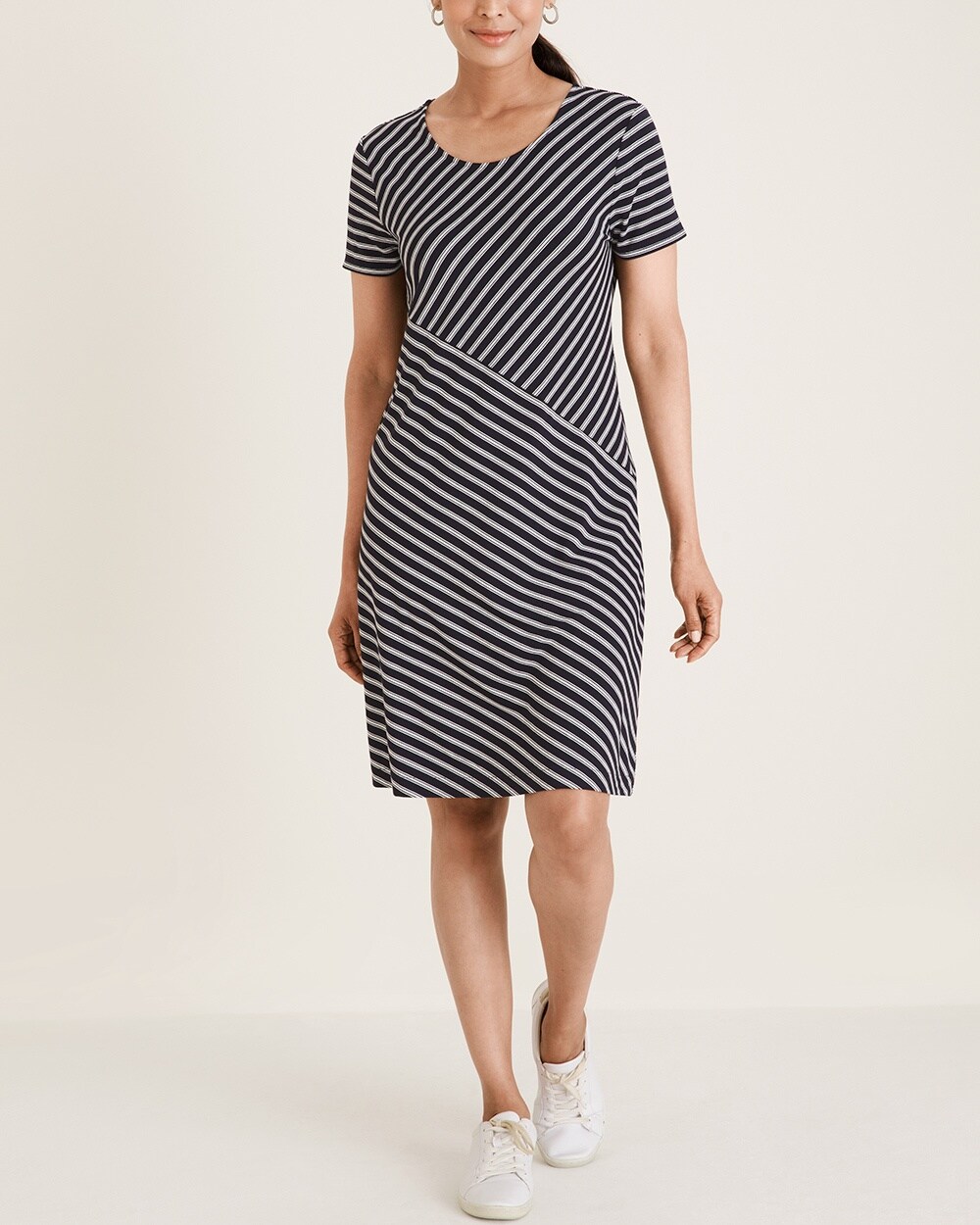 Spliced-Stripe A-Line Dress