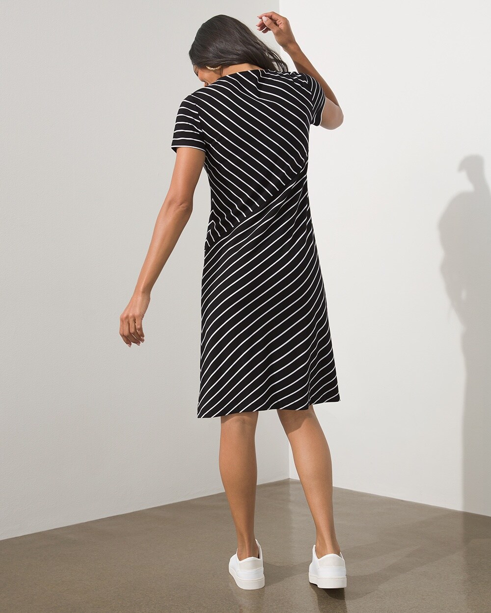 Spliced-Stripe A-Line Dress - Chico's