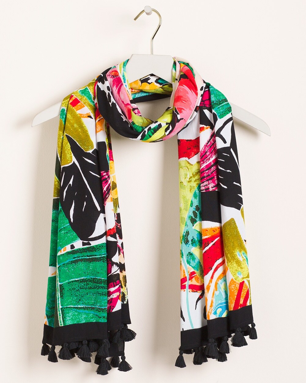 Tropical- and Animal-Print Oversized Oblong Scarf
