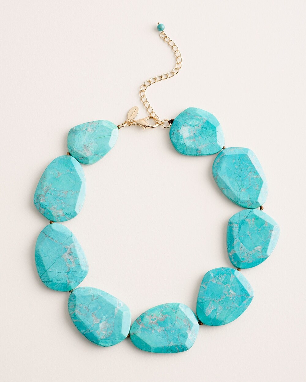 CHICO'S TEAL DOUBLE-STRAND BIB NECKLACE