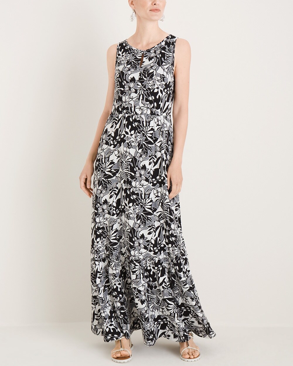 Tropical-Print Maxi Dress
