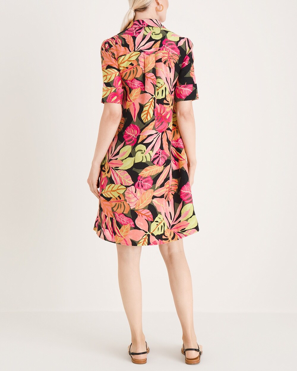 Tropical-Print Linen Popover Dress - Chico's