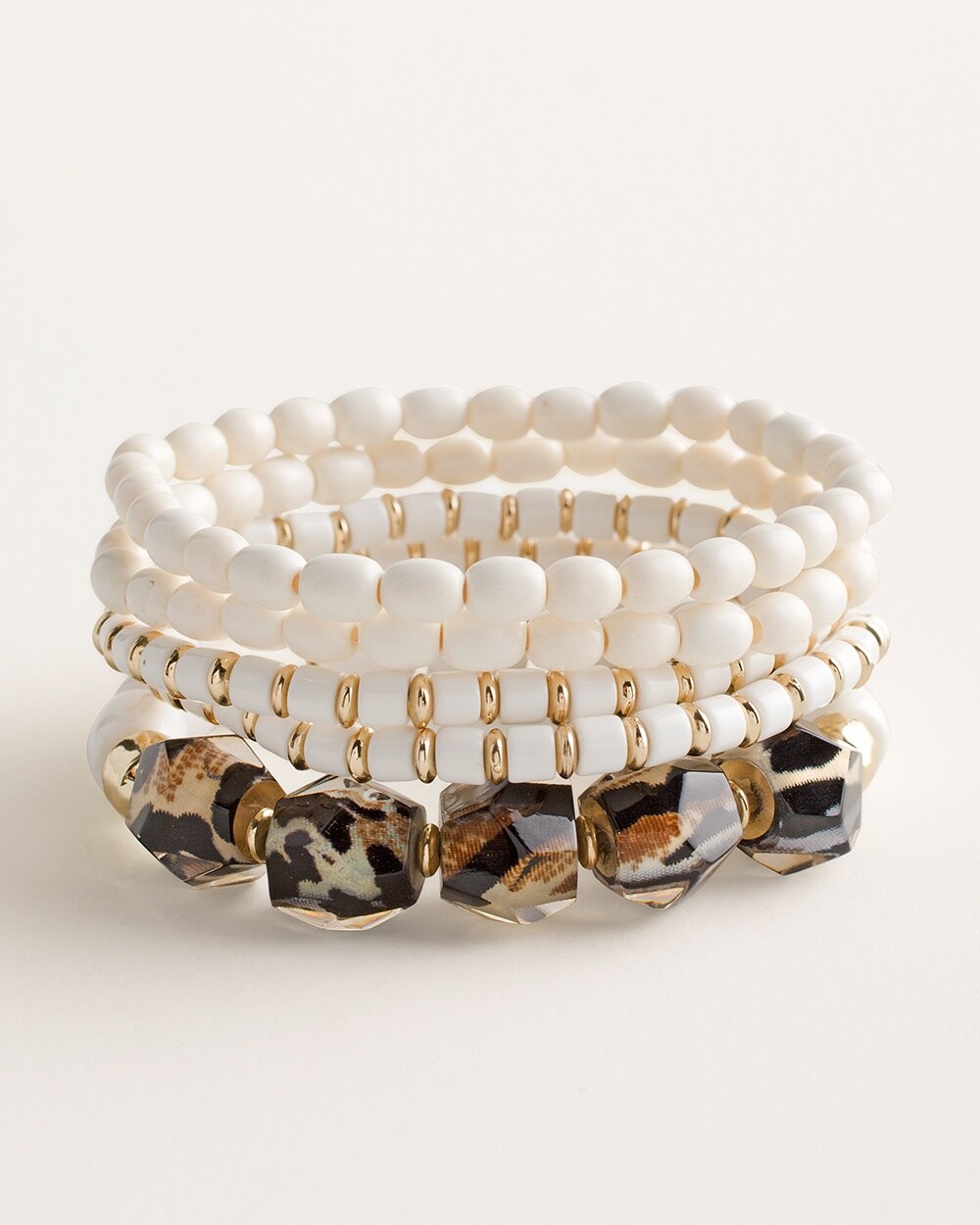 White and Animal-Print Bracelet Set