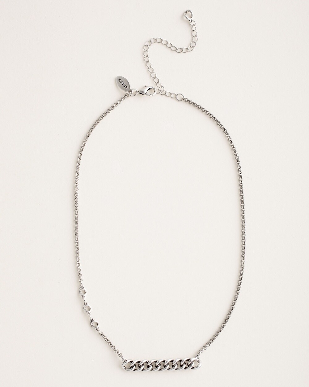 Silvertone Link Bar Necklace