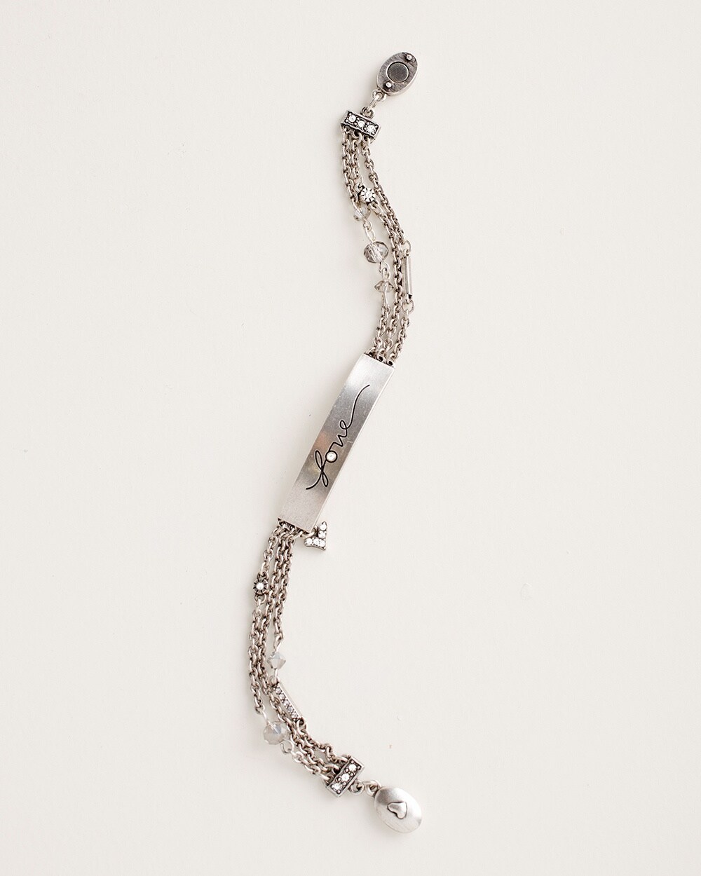 Love Silvertone Magnetic Bracelet