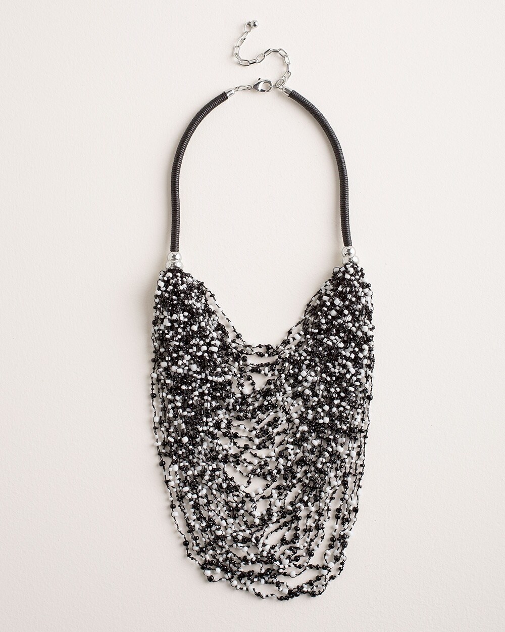 Black and White Beaded Bib Necklace