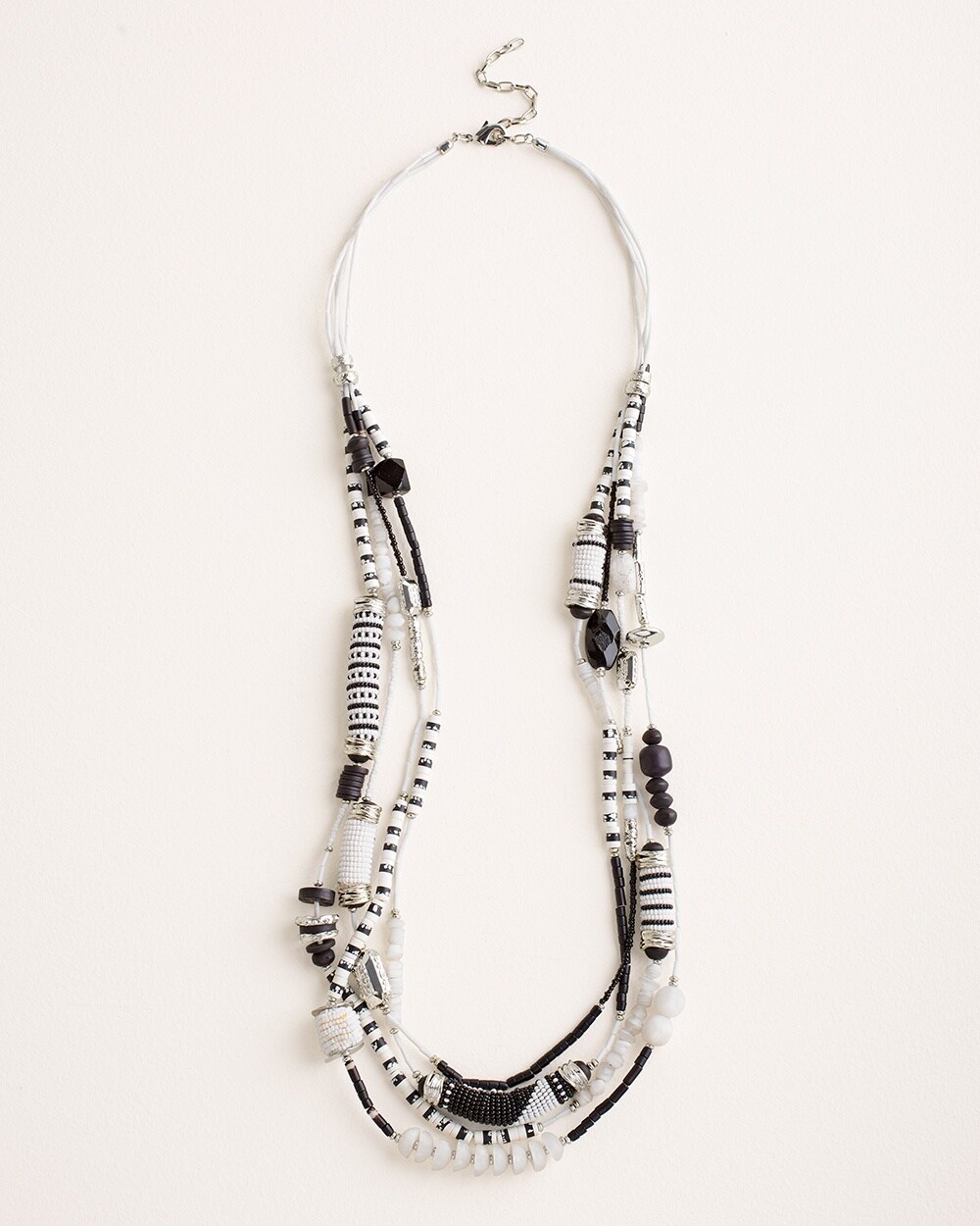Black and White Large Multistrand Necklace