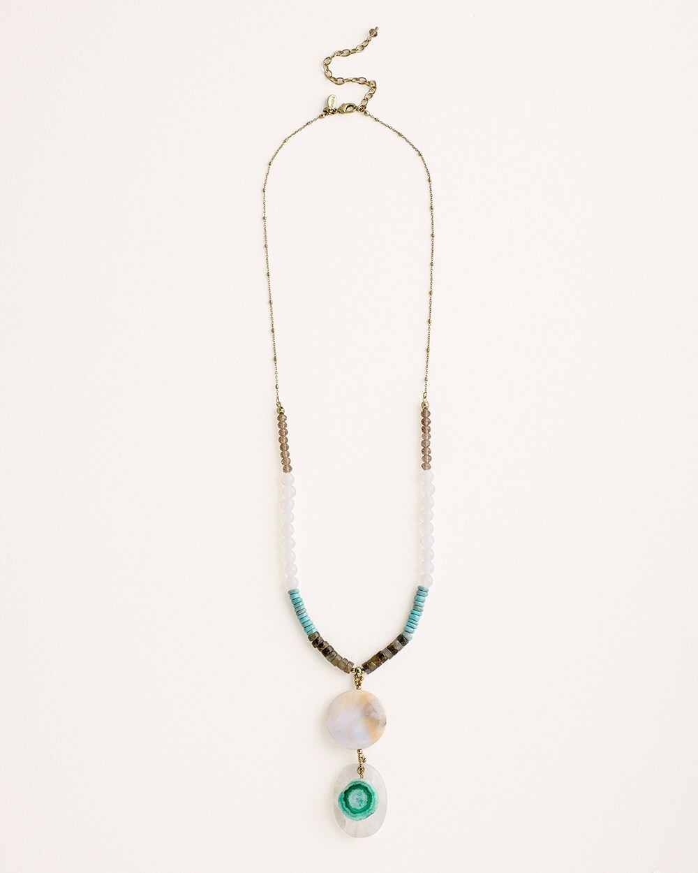 Agate and Iron Long Pendant Necklace