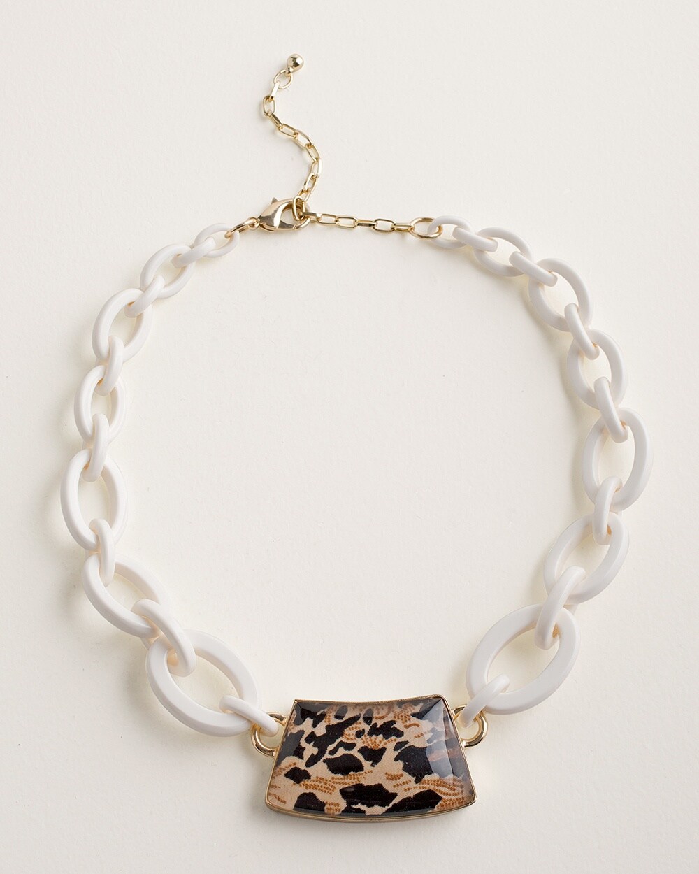 Animal-Print Chain-Link Pendant Necklace