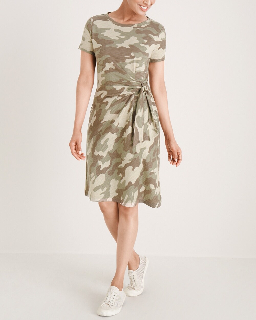 Camouflage-Print Side-Tie Dress