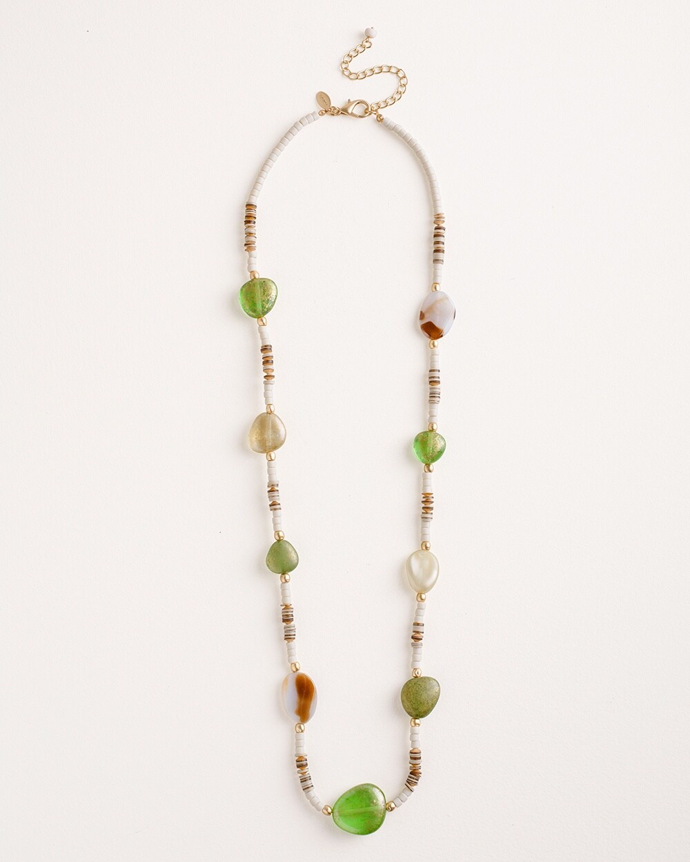 Green and Neutral Singlestrand Necklace