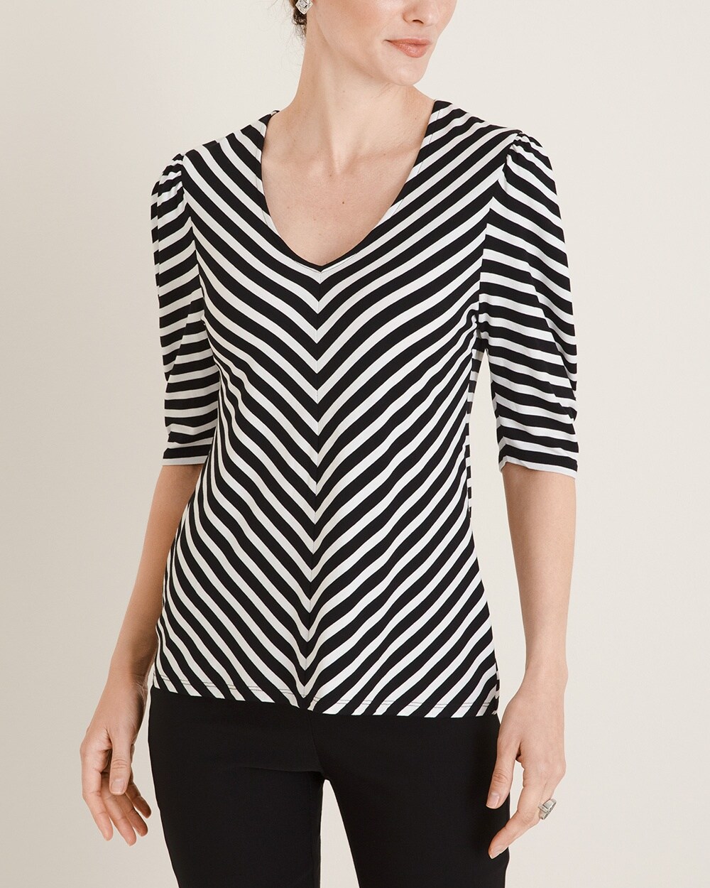 Touch of Cool Striped Puff-Sleeve Top