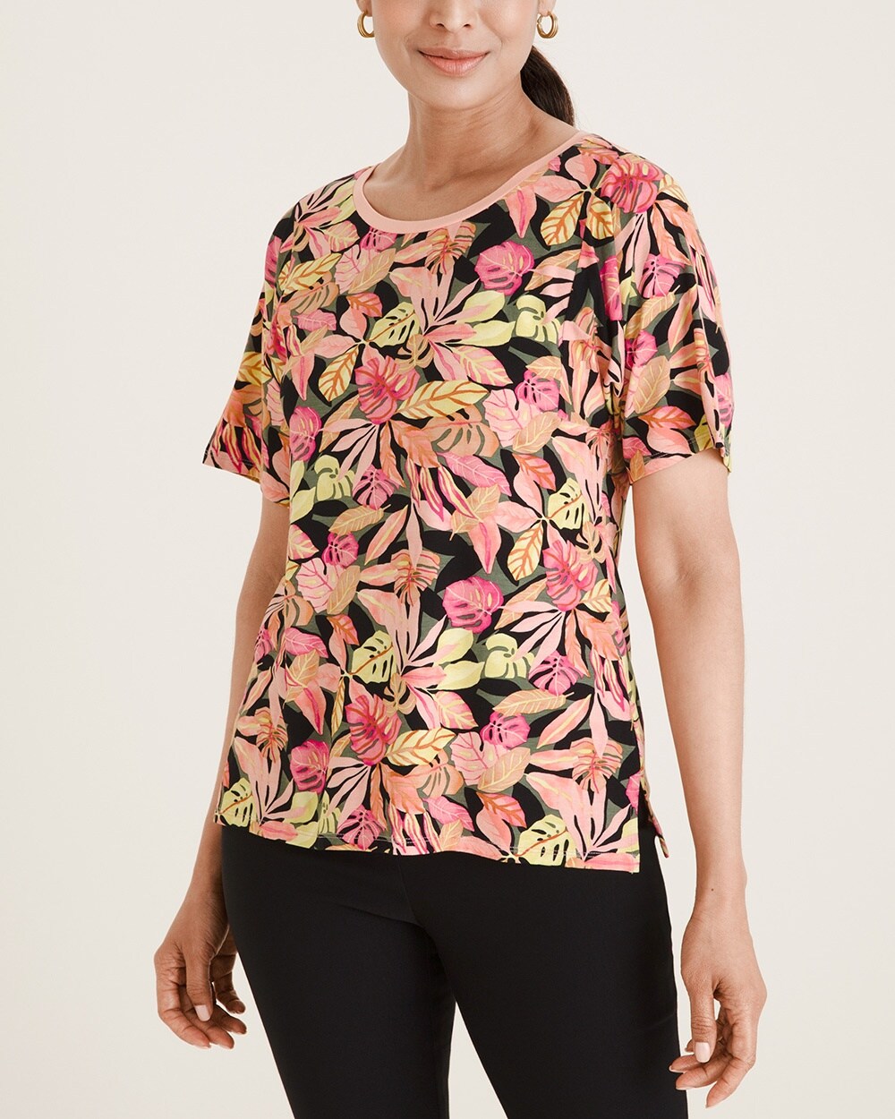 Touch of Cool Floral Kimono-Sleeve Tee