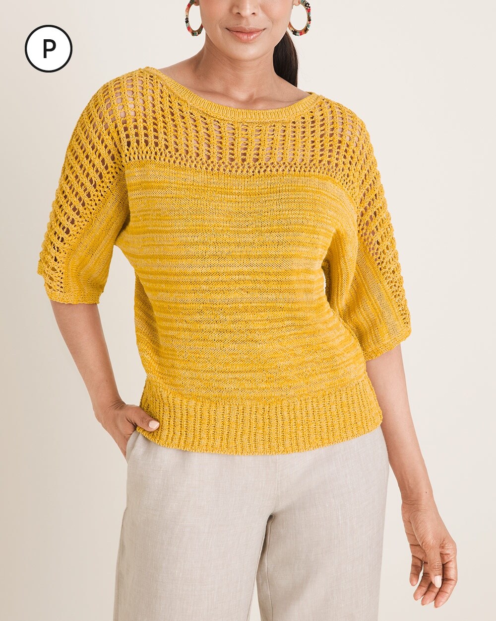 Petite Mixed-Stitch Pullover Sweater
