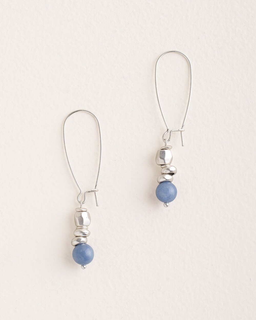 Blue and Silvertone Linear Earrings
