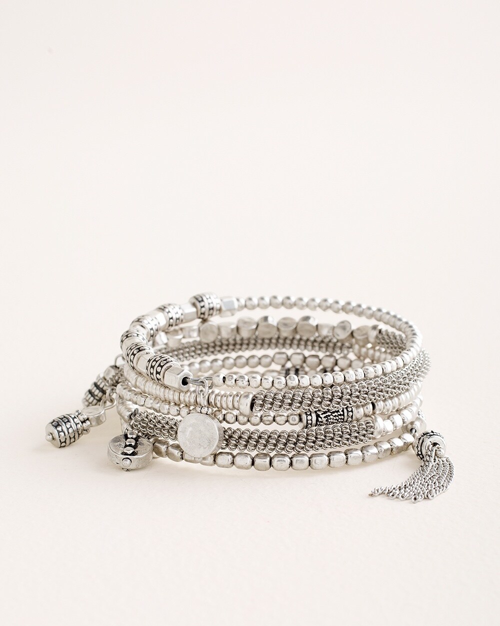 Silvertone Bangle Bracelet Set