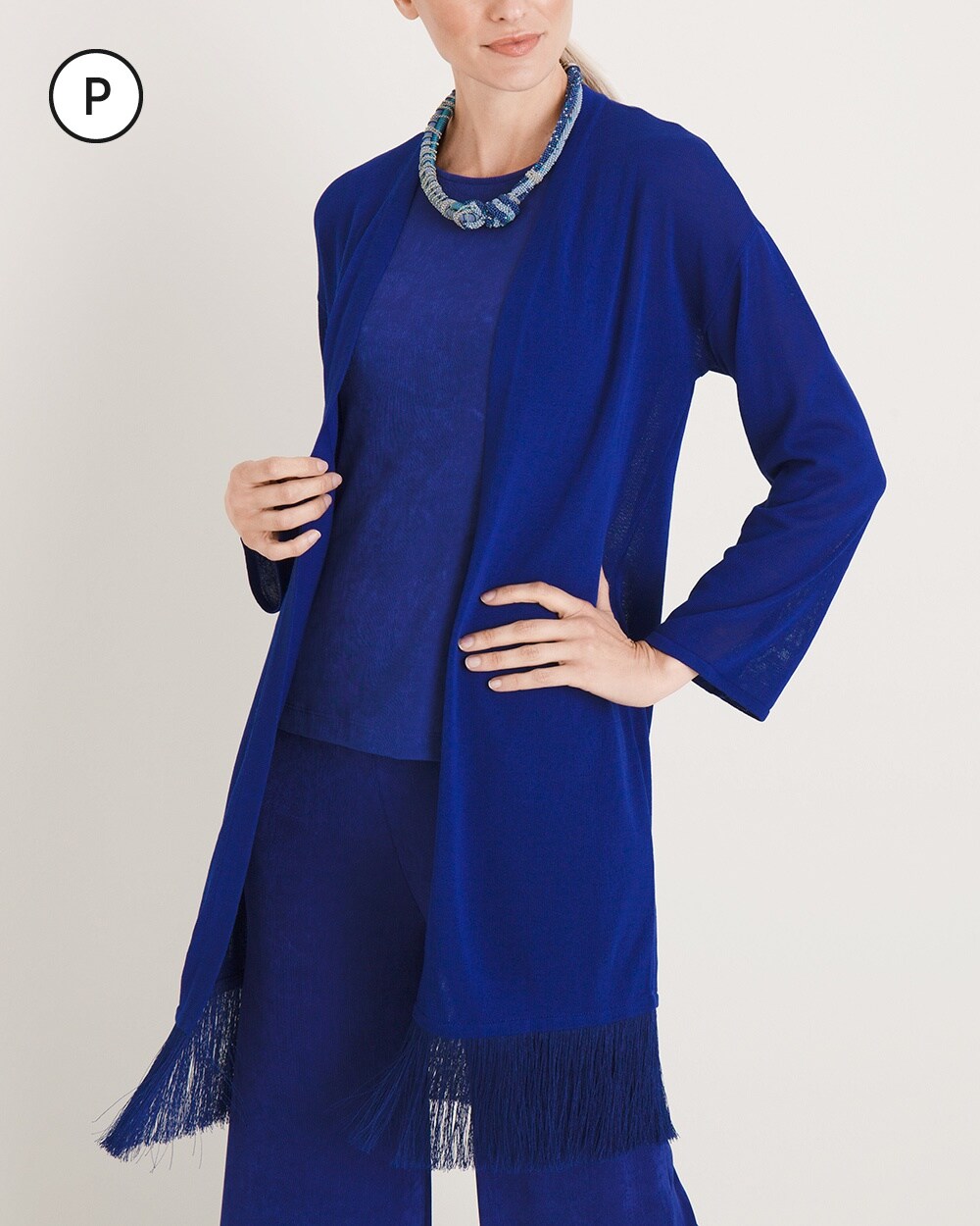 Travelers Collection Petite Fringed Cardigan