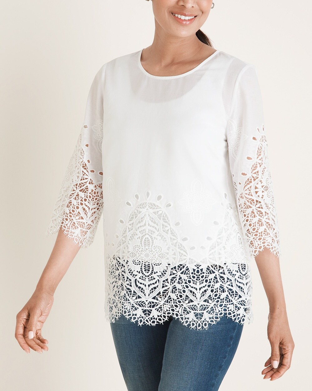 Cutwork Popover Blouse