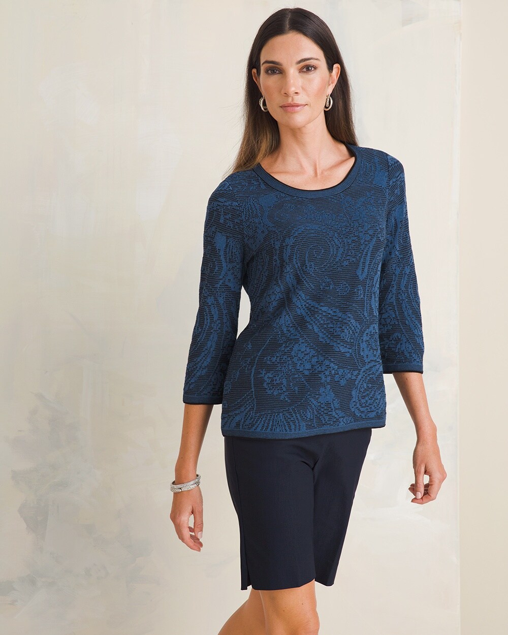 Paisley Jacquard Pullover Sweater