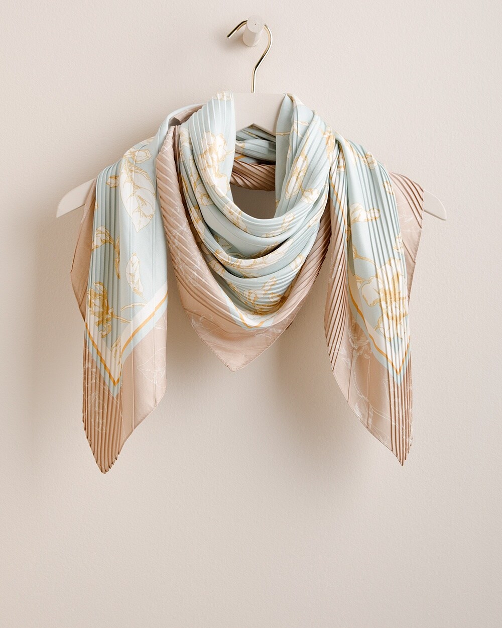Pleated Floral-Print Scarf